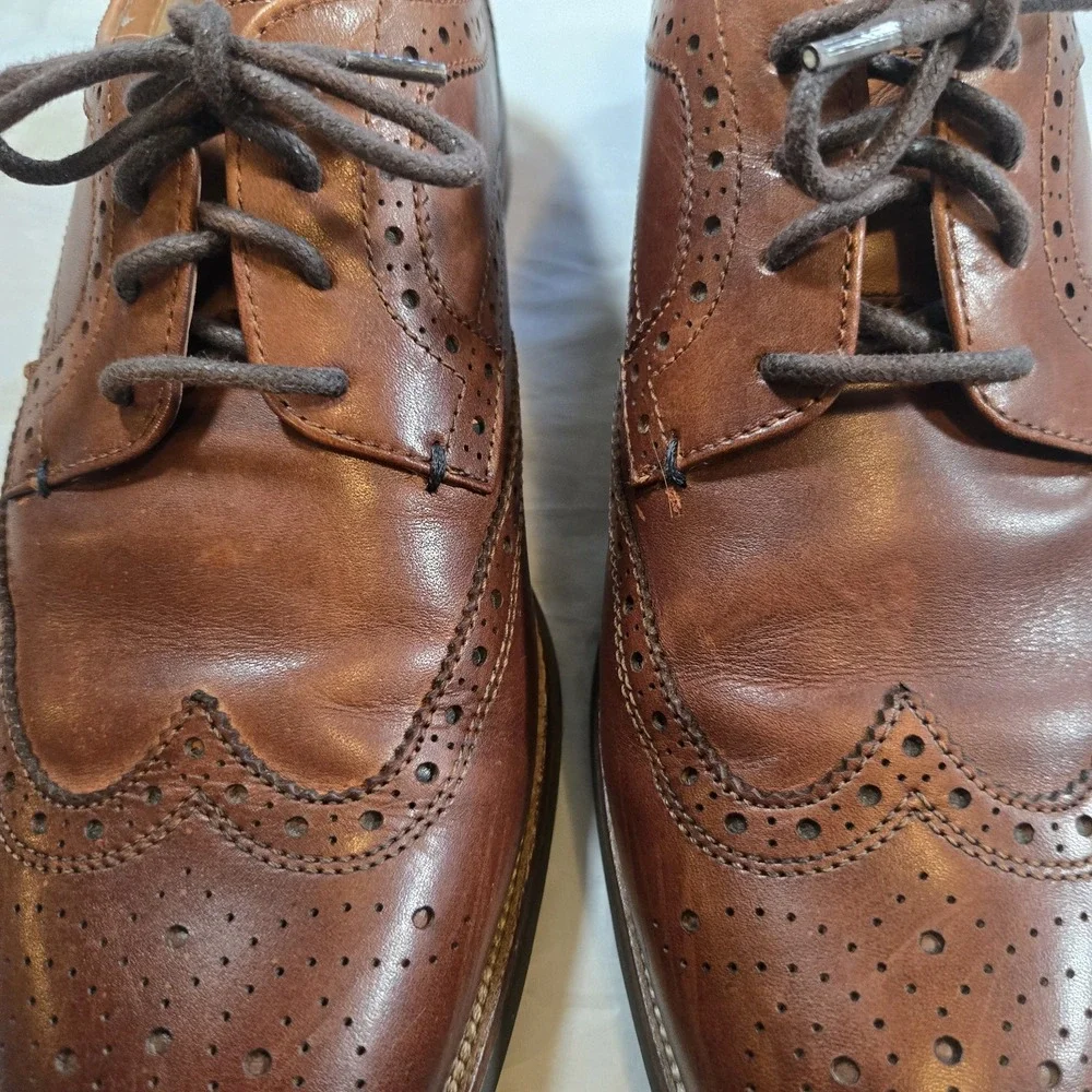 Florsheim Comfortech Ortholite Wingtip Oxford Brogue Brown Leather Men's 9.5M